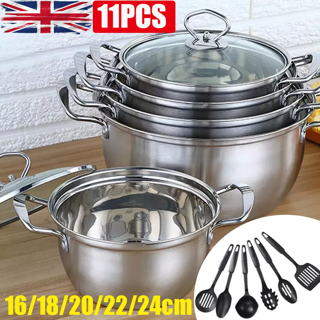 11PCS Induction Non Stick Stainless Steel Cookware